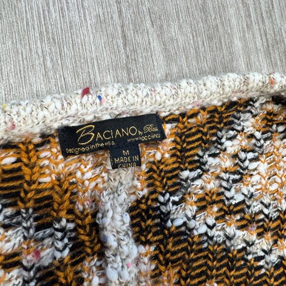 BACIANO by Bacci Aztec Poncho Fringe Colorful Southwestern Rainbow Knit - Picture 4 of 6